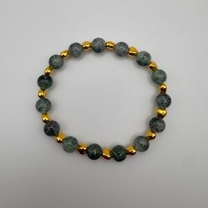 Elegant Gold and Green Beaded Bracelet